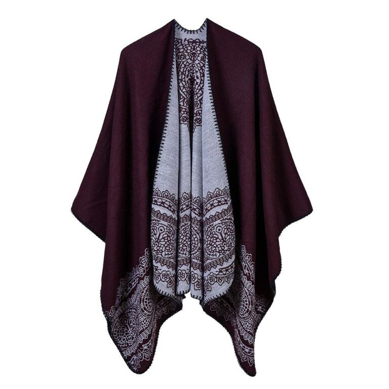 Poncho Châle Femme Tricot JFAN – Col Fourrure Hiver Chaud Et Élégant