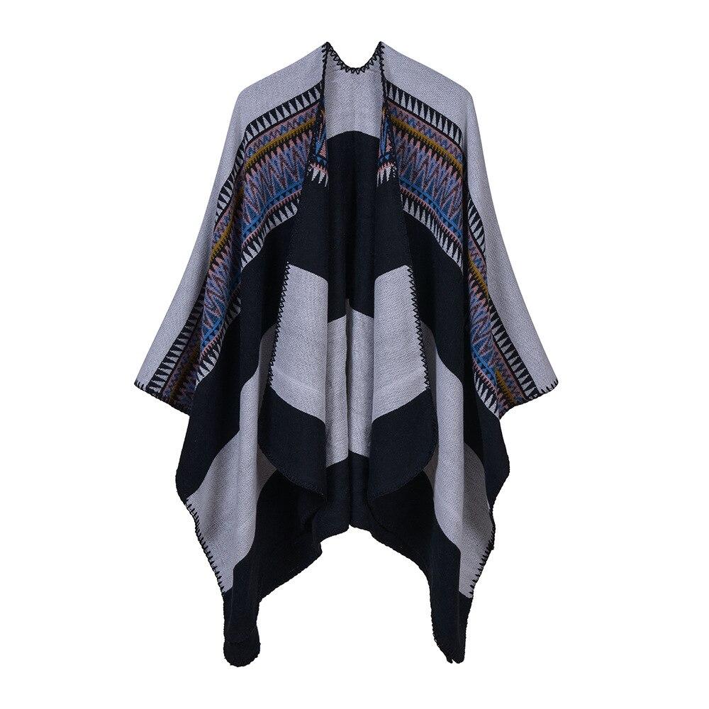 Poncho Femme Hiver élégant - Châle épais Ouvert Devant - Taille Unique - 100% Polyester Doux - Multifonction