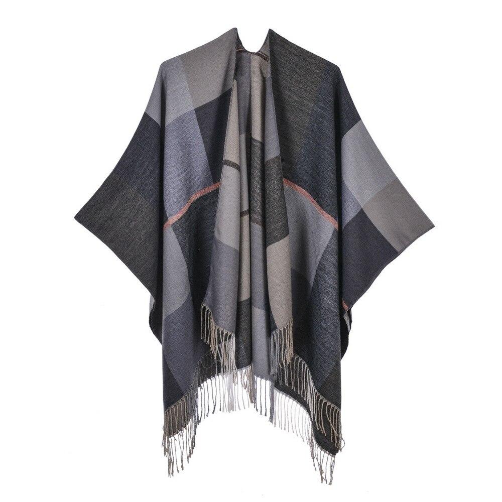 Poncho D'hiver Femme En Laine à Carreaux - Sans Manches, Col Rond - Long, Chaud Et élégant - Pour Automne/hiver, Plusieurs Tailles