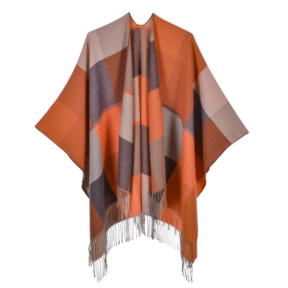 Poncho Femme Hiver - Cape Réversible Imitation Cachemire, 150x130 Cm, Acrylique/polyester, Unisexe