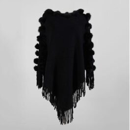 Poncho Femme Pompon