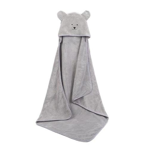 poncho de bain bebe velours gris jpg